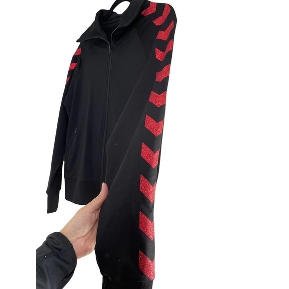 GIRLS BLACK SWEATSUIT,  RED GLITTER EMBELLISHMENT - Picture 7 of 8